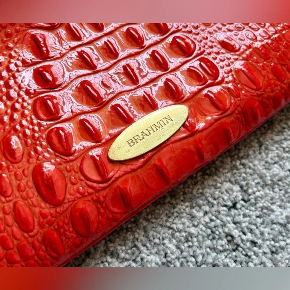 Brahmin Red Crocodile Embossed Wristlet Clutch